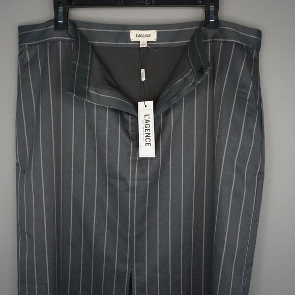 L’AGENCE Madonna Pinstripe Midi Pencil Skirt in Grey size 14 NWT - Picture 9 of 12